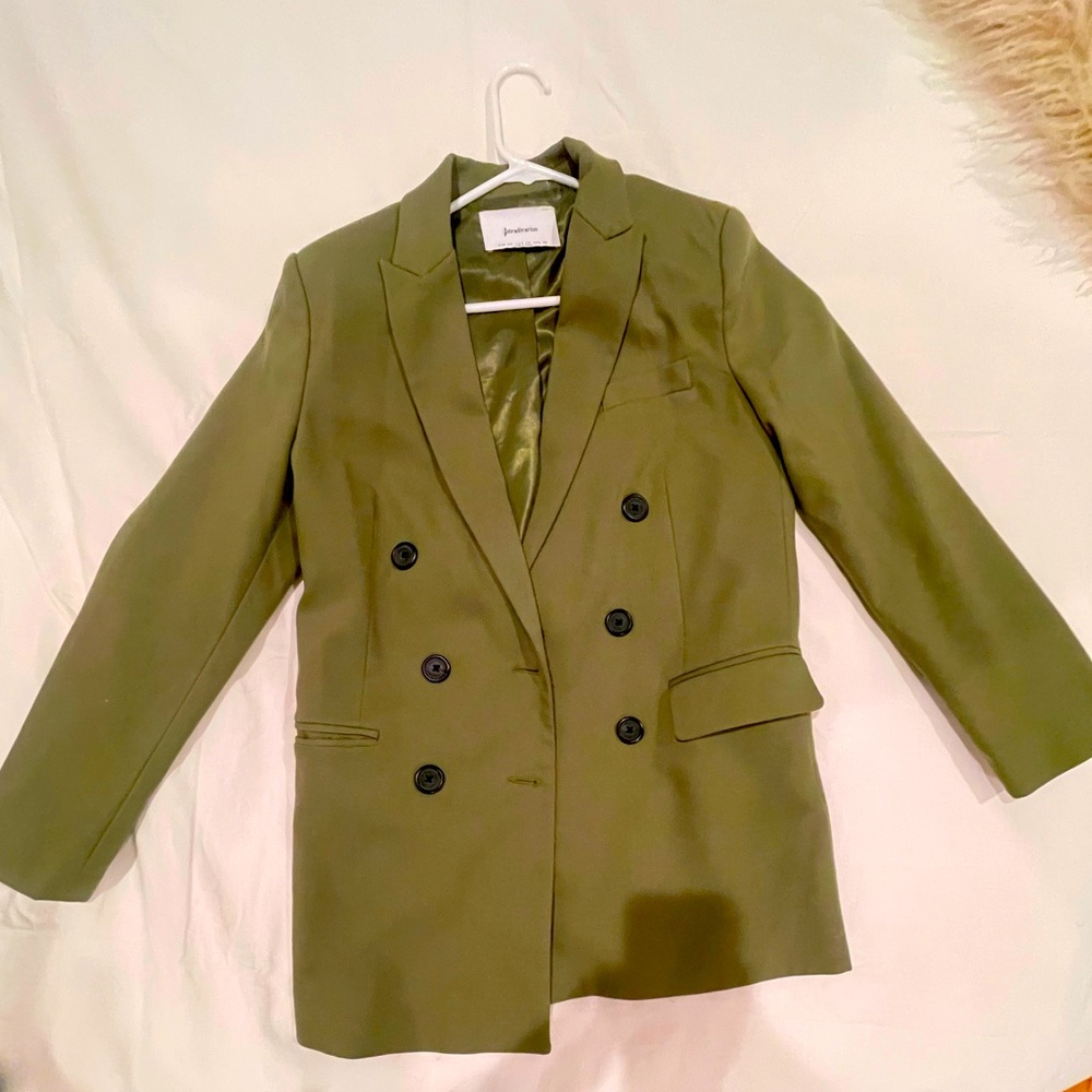 💚NWOT ‼️ Stradivarius triple breasted dad blazer/XS/ khaki by ASOS